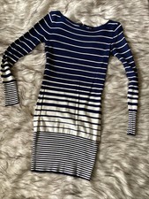 Neu Sexy Strickkleid Long Pullover Koucla Streifen Mini Kleid Top Stretch 