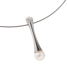 Ernstes Design Collier Kette K84 Edelstahl Brillant 0.016 Perlen 7 mm  Halskette