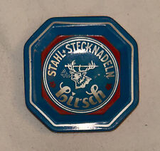 Hirsch Stahl-Stecknadeln Dose 50g Extra Fein No6 rot/blau Blechdose Sammlerstück