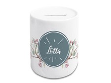 Spardose Kinder mit Name Mädchen Blumen Geschenk personalisiert Taufe Geburtstag