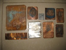 9x alte Wäscheschablonen, Stickschablonen, Schablone, Kupferblech