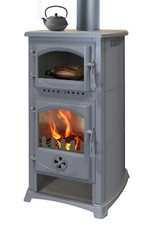 EEK A - Kaminofen mit Backfach und Herdplatte Cucina grau - 9,7kW