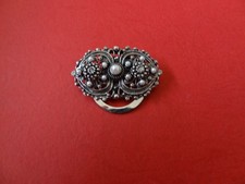 Tuch - Clip Optik altsilber Perlen ca. 4,5 x 2,9 cm Ring hinten ca. 2,8 x 2,5