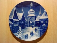 Sammlerteller Weihnachten Weihnachtspost Lichte Porzellan echt Kobalt