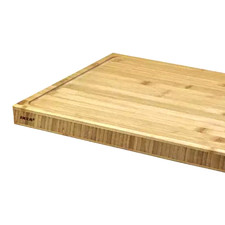 Holz Hackblock Schneidebrett aus Bambus 45 x 36 x 3 cm mit umlaufender Saftrinne