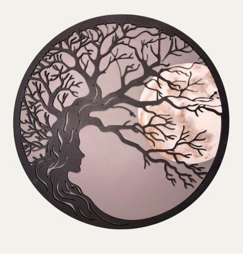 Bild wandbild baum mond laser - wandbild,