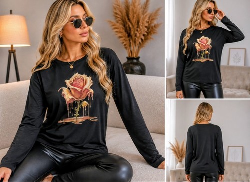 Langarmshirt rose muster - ,