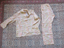 DDR Damen Schlafanzug Pyjama Größe 42 Orange Blüten zarter Stoff 