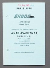Prospekt Preisliste Skoda 1963