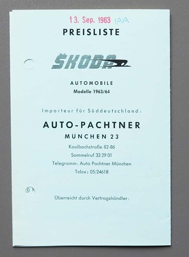 Prospekt preisliste skoda 1963 - prospekt,