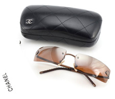 CHANEL Vintage Sonnenbrille 4047 Damen Y2K Bronze Braun Schmal Rechteckig Italy