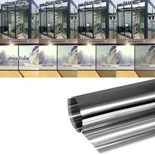 Spiegelfolie 8€/m² Silber Sonnenschutzfolie Spionfolie Innen Folie 50% 70% 80%