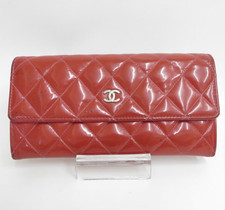 Authentische CHANEL Matelasse Lackleder lange Geldbörse S#46298