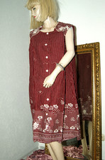 Gr. KIttelett HAUSKLEID Schürze Kittel Kleiderschürze bordeaux Baumwolle 50/52