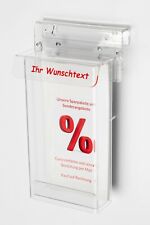 DIN Lang Prospekthalter Flyerhalter Prospektbox wetterfest  " WUNSCHTEXT "