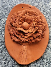 Wanddeko Blume aus Ton, Kunst - Boutique - Ware, ca  15 cm lang , mit Nylonfaden