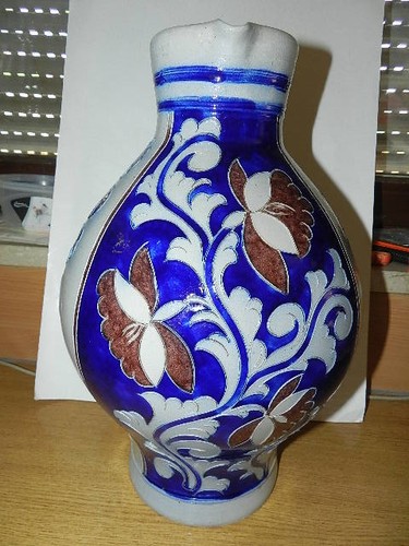 Liter steingut krug grau - steingut,