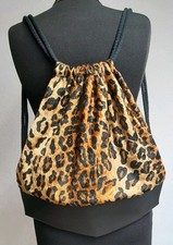 Turnbeutel Samt Leoparden Animal Muster Tasche Rucksack Lederimitat Animalprint