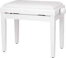 B-WARE Luxus Piano Bank Klavier Hocker Klavier Bank Sitz Weiss Matt Cordbezug