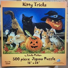500 T. Puzzle aus USA - KITTY TRICKS (Linda Picken) - Halloween Katzen - SUNSOUT
