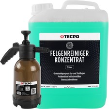 TECPO FELGENREINIGER KONZENTRAT 5L für ALU und STAHL FELGEN + 2L SPRÜHFLASCHE
