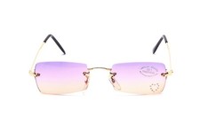 Sonnenbrille Damen Strass Gold Lila Herz feminin Mode Tropical Randlos 5200