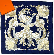 HERMES SCARF 'TAHITI' NAVY