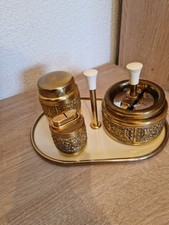 Antik Schleuderascher 1930 Roulette Ashtrey Raucher-Set