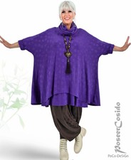 LAGENLOOK Pullover Pulli Strick-Tunika lila 46 48 50 52 54 56 58 XL-XXL-XXXL