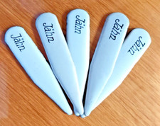 5 kleine Emaille-Schilder mit Name für Stollenkennzeichnung, ca. 2 x 9,5 cm