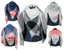 XXL Herbster Winter Kariert Schal Halstuch 140x140 cm Dreieckstuch Mundtuch Tuch