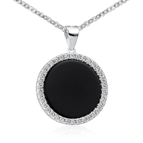 Onyx anhänger schwarz rund - onyx,