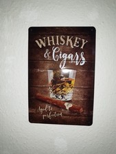 Blechschild 20cm x 30cm Whiskey & Cigar Bar Classic - Vintage - Oldschool