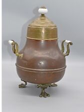 antiker holländischer Messing u. Kupfer Ascheeimer Doofpot 19.Jh m. Deckel H39cm