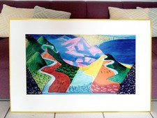 David Hockney "Pacific Coast Highway and.." Poster mit Aluminium Rahmen 90x70cm