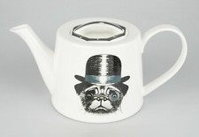 JAMESON&TAILOR Designer-Teekanne, Dekor "Hund mit Hut", Brillantporzellan, 1,0l