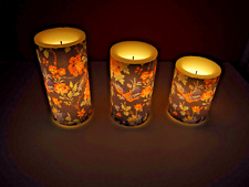 Elambia -  LED Kerzenset (10/13/15 cm) - BLUMENDEKOR - Timer  - GRAU - NEU