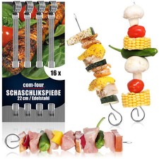 16x Schaschlikspieße aus Edelstahl - 22 cm Lange Fleischspieße - Premium
