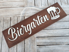 Biergarten - Holzschild mit 3D