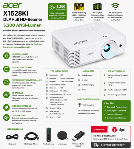 Acer x1528ki dlp full - acer,