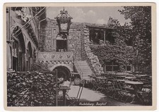 AK Rudelsburg Burghof Bestuhlung Restaurant Saaleck Bad Kösen alte Ansicht