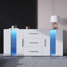 Moderner Sideboard Kommode TV Schrank mit 16 Farben LED Beleuchtung Weiß 140*70