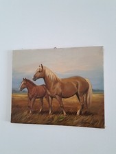 Gemälde W. Bartnik 1990 – Pferde auf der Wiese – Öl auf Leinwand – 50x60 cm