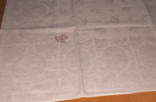 Alte Damast Tischdecke Mitteldecke Webmuster Blumen 110 x 110 cm (11831)