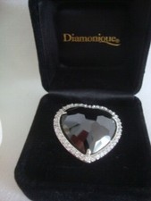 Großer Herz Ring mit Glitzer