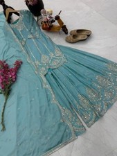 Partykleidung Kunstgeorgette Designer blau Salwar Kameez mit Dupatta für Frauen