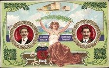 Jugendstil Ak Les Freres Voisin, Inventeurs Francais, Biplan - 11136448