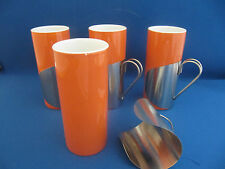 PORZELLANBECHER " VABENE " ORANGE / SILBER 4 STK 