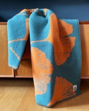 Wolldecke Plaid "Ginkgo" aus Norwegischer Wolle 130x200 cm, Ginger Petrol
