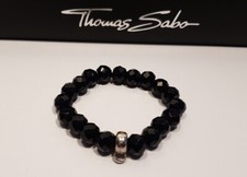 THOMAS SABO Armband 925 Silber Schwarz Perlen Steine elastisch black